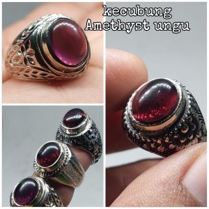 cincin kecubung amethyst ungu Dim batu 12 mm / cincin batu akik kecubung