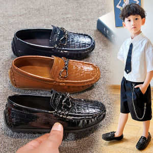 lontakids Boys Formal Shoes Kids School Uniform Church Dress Shoes Slip-On Leather Shoes
