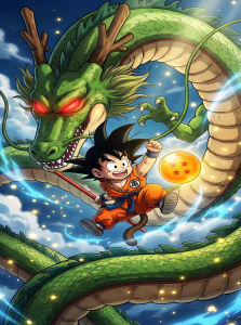 Bandai | Anime Dragon Ball Goku Shenron Oil Painting Modern Wall Decor for Living Room Bedroom Perfect Gift No Frame