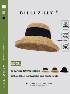 BILLI ZILLY | Summer Thin Breathable Large Brim Face Slimming Fishing Hat Womens Beach Sun Protection Outdoor Travel Anti-Uv Bucket Hat