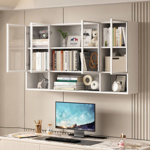 Wall Cupboard Solid Wood Glass Bookcase Wine Cabinet Closet Milk Fragrance Style Hand-Made Blind Box Lego Display Cabinet For Home Storage Customization