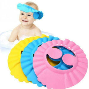 ClickBuy หมวกอาบน้ำกัน สำหรับสระผมเด็ก Baby Waterproof Shampoo Cap ปิดหูปรับได้