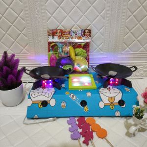 mainan anak perempuan masak masakan kompor led 3 tungku viral murah COD