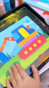 Hộp tranh cát 12 màu Sand Painting DIY kèm cọ khay đựng cát và 12 tranh