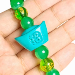 Unlimited Money Flow and Green mantra for health protection lucky charm elastic bracelet jade stones with money pot and green mantra