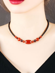 Natural Agate Necklace Womens Clavicle Chain Elegant New Chinese Style Neck Bracelet Scar Covering Versatile Fashion Jewelry