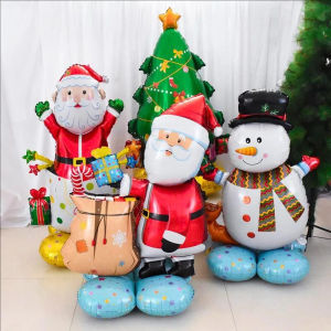 Merry Christmas 3D Stand Balloons Large Cute Standing Snowman Santa Xmas Tree Foil Balloon For New Year 2024 Christmas Decoration 90-120cm