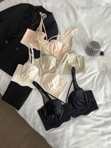 Ultra-Thin Summer Bra Womens Push-Up Anti-Sagging Seamless Large Size Invisible Underwear V-Neck Fixed Strap Cotton Lined