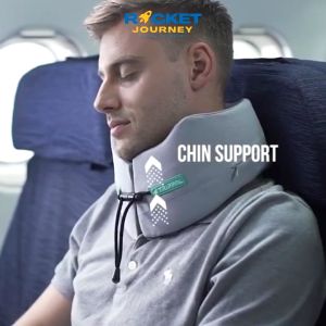 TripPal Travel Pillow with All-Rounded Neck Head and Chin Support Squeezable U-Shaped Neck Pillow Memory Foam Washable