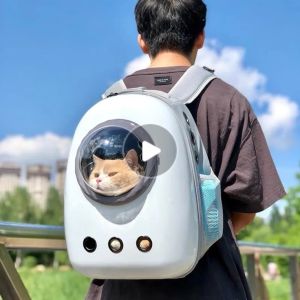 🔥Ready Stock🔥 Yueruilai Cat Bag Spacecraft Transparent Pet Bag Outgoing Portable Double Shoulder Cat Bag Pet Supplies Cat Small Dog Backpack 猫包 太空舱 透明宠物包 外出便携 双肩猫袋 宠物用品 猫咪 小型狗狗 背包