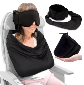 Aitemay 3-in-1 Travel Sleep Set Airplane Eye Mask Headrest And Wrap Blanket Polyester Portable Neck Support For Long Flight Bus Car Nap Office
