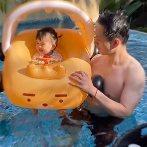 Phao bơi ngồi cao cấp có mái che kiểu dáng Hàn Quốc - hottrend hè cho bé 1- 5 tuổi - Smart Baby