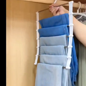 7-Layer Multifunctional Trouser Rack Foldable Pants Hanging Rack Stainless Steel Non-Slip Clothes Hanger