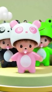 Sanrio | In Stock Hello Kitty Monchhichi Keychain Vinyl Anime Action Figure Cute Cartoon Car Pendant Desktop Ornament Toy Gifts 몬치치 키링 &*