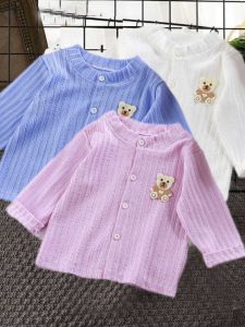 Spring Autumn Girls Jacket Thin Outerwear Childrens Cardigan Cotton Polyester Blend Moisture Wicking Windproof Lightweight