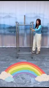 PACKONE Stainless Steel Telescopic Folding Clothes Hanger Drying Rack with Wheels Rak Penyidai Baju