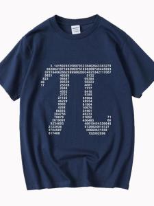 Áo Thun Cotton Cổ Tròn in Chữ Số Ký Hiệu E Và Pi Cho Nam Mùa Hè Thường Ngày Không Cần Ủi Áo Thun Cotton Nguyên Chất