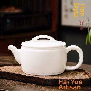 aochi | Handmade Chinese Vintage Style Sheep Fat Jade Ceramic Teapot