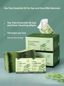 Tea Tree Essential Oil Fungus Eliminating Eye Patch Wet Wipes Alcohol Free Non Woven Fabric for Dry Itchy Eyes Daily Care