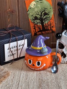 Creative Magic Hat Pumpkin Ceramic Mug with Lid Gift