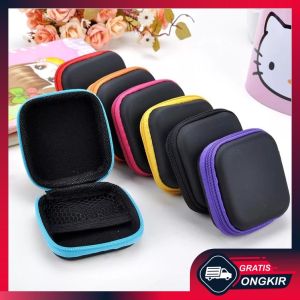 Gratis Ongkir - Earphone Pouch Serbaguna / Tempat Headset / Pouch 2 Warna Persegi / Pouch