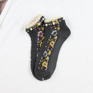 Lace Lace Pearl Socks Womens Vintage Small Floral Socks Summer Japanese Cotton Internet Celebrity Socks Matching Boots