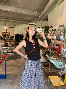 Black Two-Way Wear Vest Womens Sleeveless Loose Slimming Top Frock for Commute Summer 2025 Fashion Casual Wear by Yang Pao Pao