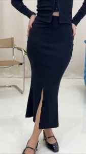 Rok Span Kerja Wanita Fishtail Bodycon Skirt Rok Kerja Wanita Kantoran Bahan Rib Knit Misty