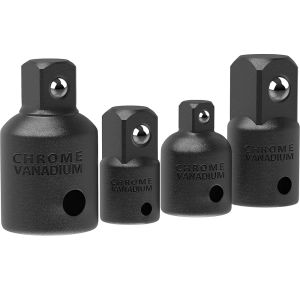4-Piece Impact Socket Adapter Set - 1/2”/3/8”/1/4” Drive Reducers for Impact Drivers Wrenches & Automotive/Construction Tools