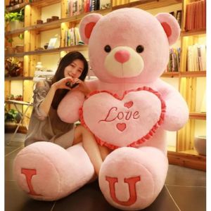 80/100Cm Big Pink Plush Toy Teddy Bear Giant Stuffed Animals Birthday Valentines Day Gift Soft Pillow Dolls Girlfriend Girl Wif
