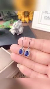 Huitan Luxury Women Drop Earrings Oval Blue CZ Noble Ladys Accessories Party Elegant Female Earrings Daily Wear Fashion Jewelry