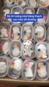 Bộ 2 Tượng thạch cao TẶNG KÈM 2 hộp MÀU và CỌ set tô tượng Mini sáng tạo cho bé