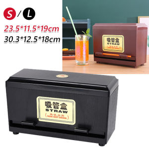 Pressing Type Straw Box Plastic Straw Dispenser Box Storage Container Brown Black Chopsticks Pen Container Holder Dispenser