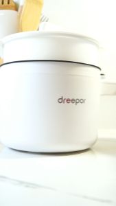 Dreepor 1.8L Electric Cooker with Steamer Multipurpose Non-stick Electric Stir Fry Frying Pan Steamer Cooker