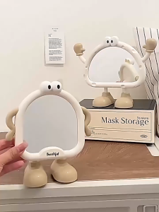 Cute Desktop Makeup Mirror Portable HD Cosmetic Mirror for Students Dorm Room Decor