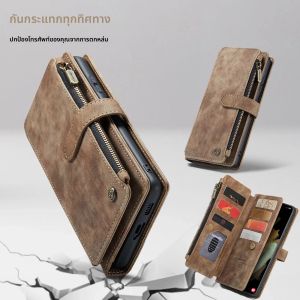 ซองหนังสําหรับSamsung Galaxy S25 Edge S24 Ultra S23 FE S22 S21 S20 Plusหมายเหตุ20 A16 A56ซิปกระเป๋าสตางค์ฝาครอบ