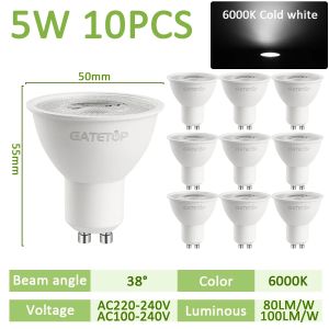10PCS Energy Saving LED Spotlight GU10 5W AC 220V 120V Warm White Light No Flicker Replaceable 40W Halogen Lamp for Home Derec