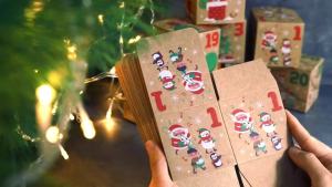 24pcs DIY Christmas Advent Calendar Treat Boxes 24 Days Countdown Gift Box Vintage Kraft Paper Box for Xmas Party Decoration