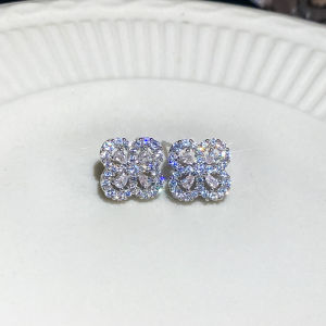 Floral Pearl Wedding Earrings Luxury Snowflake Ear Jewelry Fashionable Korean Style Alloy Embedded Artificial Gem Womens Accessory