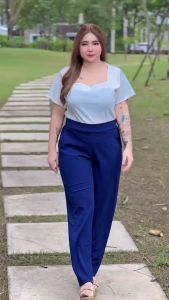 A2 กางเกงขายาวผ้าวูลเวฟ นิ่มไม่ร้อน ยืดได้เหมาะสาวอวบ ใส่ทำงานได้หรือใส่อยู่บ้านได้ เป้าไม่รั้ง ไม่ต้องรีด  มี 4 ขนาด M/ L / XL / XXL