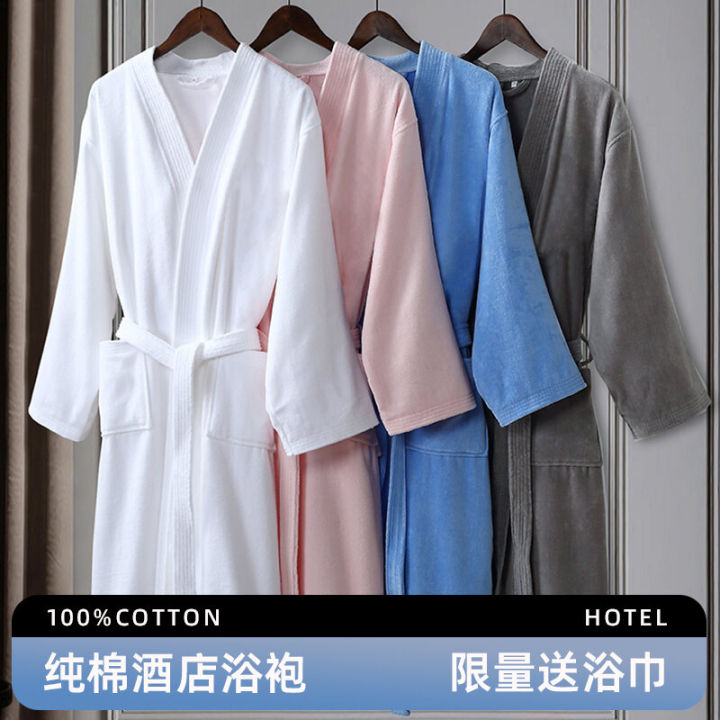 Pure Cotton Hotel Bathrobe Quick Dry Towel Material Men's Summer Kimono Adult Nightgown Four Seasons Universal 2025 Model