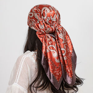 Khăn Lụa Vuông 90cm Khăn Choàng Hijab Nữ Paisley Cashew In Hoa Đa Chức Năng Khăn Choàng Thời Trang Femme Khăn Choàng Đầu Foulard Bandana Cho Bãi Biển Pareo