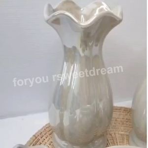 ชุดบูชาพระ (จัดเซ็ท 5 ชิ้น) แจกันเซรามิค แจกันดอกไม้ กระถางธูป เชิงเทียน แจกันดอกบัว ถวายพระ เคลือบสีขาวมุก