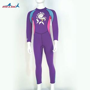 ชุดว่ายน้ำเด็กหญิง เก็บอุณหภูมิ 2.5MM GJ-T.กรม-เงือก ยาว