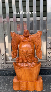 Tượng phật di lặc nghênh hỷ tài lộc cao 40cm đến 60cm chất liệu gỗ hương