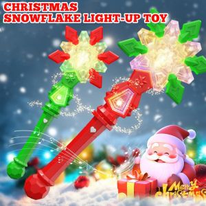33CM LED Children Glowing Toys Christmas Sticks Magic Sticks Snowflake Rods Holiday Gifts Lighting Music Toys Kids Props Toy