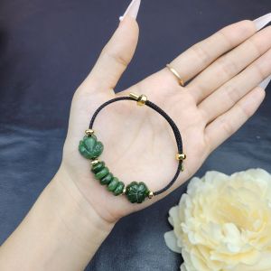Q485 Vòng cáp ngũ điếu cỏ 4 lá hồ ly Ngọc Bích ko kén mệnh - Phong Thuỷ TUDO P