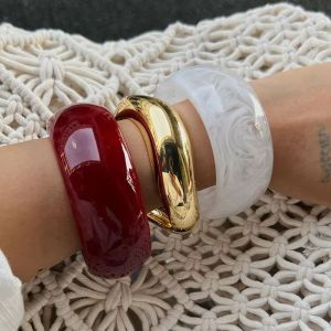 Ingemark 3 Styles Y2K Boho Resin Wide Bangles for Women 2025 New Punk Geometric Irregular Arm Bracelets Grunge Jewelry Steampunk