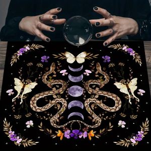 VIKAMA Lunar Phase and Serpent Tarot Reading Cloth Mystical Witchcraft Altar Decorative Tablecloth Astrology Tablecloth
