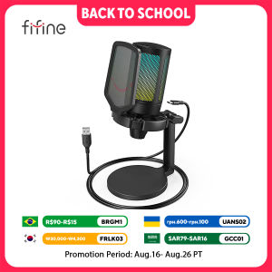 FIFINE AmpliGame Gaming Microphone with Shock MountGain KnobTouch-muteStreaming Podcast Condenser Mic for PCSwitchPS5-A6NEO